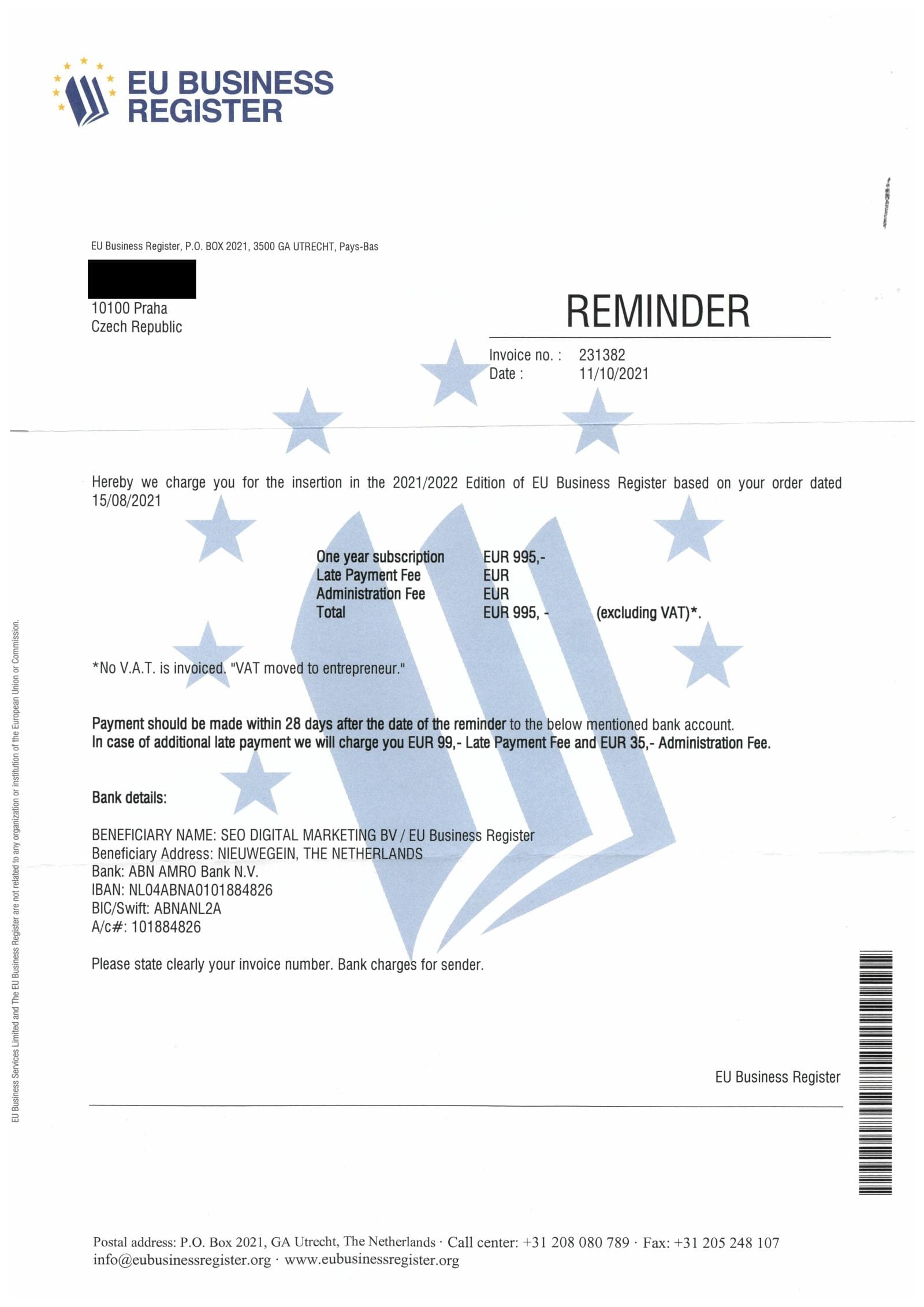 Spam “EU Business Register”: o que acontece se você não pagar Spam “EU Business Register”: o que acontece se você não pagar