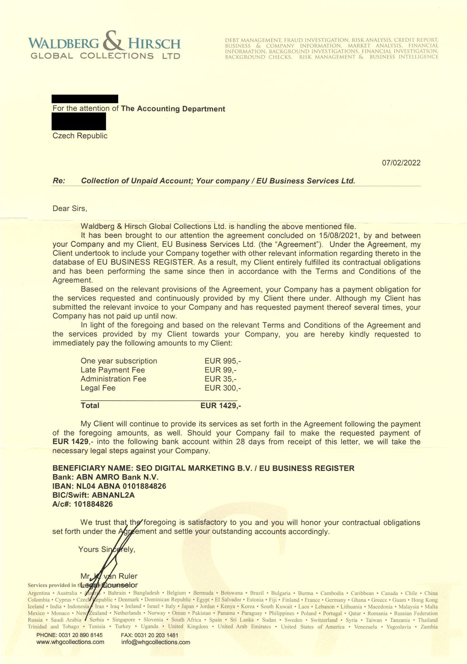 Spam “EU Business Register”: o que acontece se você não pagar Spam “EU Business Register”: o que acontece se você não pagar
