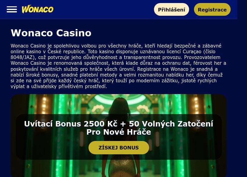 Možnosti hraní na mobilním zařízení v rámci Wonaco Casino